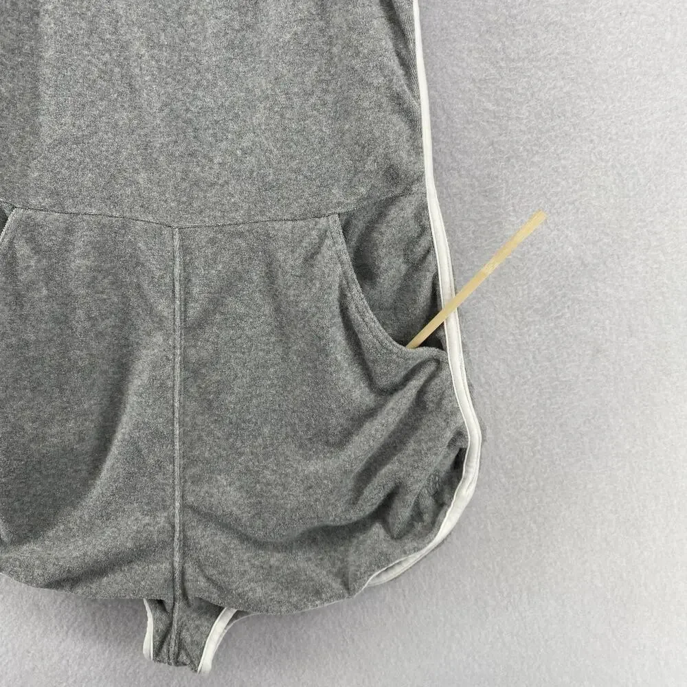 FREE PEOPLE Romper S FP Movement Ringleader Terry Runsie Halter Backless Gray - Picture 7 of 16
